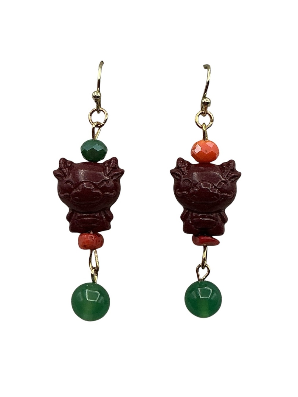 Handcrafted Lucky Cat Dangle Earrings